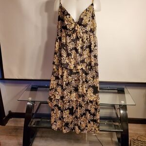 LC Lauren XXL Conrad Black and Yellow Floral Midi Dress